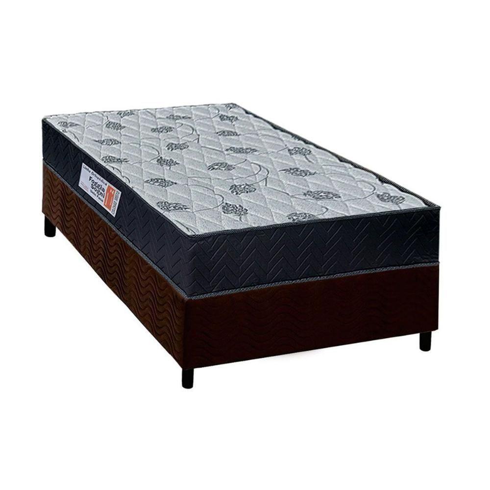 Cama Box Solteiro: Colchão Ortopédico Orthoflex Foggia Sogni Unic Face + Base CRC Suede Brown(88x188) - 1