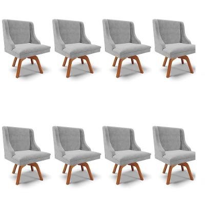 Kit 8 Cadeiras Estofadas Giratória Para Sala De Jantar Lia Suede Cinza - Ibiza