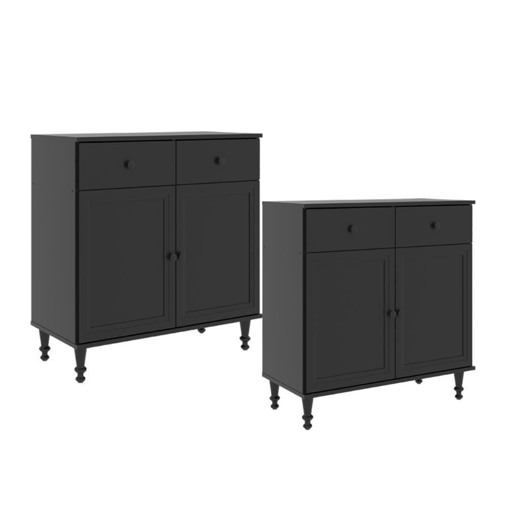 Aparador Buffet Ditália 2 Gavetas 2 Portas 2 Unidades R-629 Preto - 1