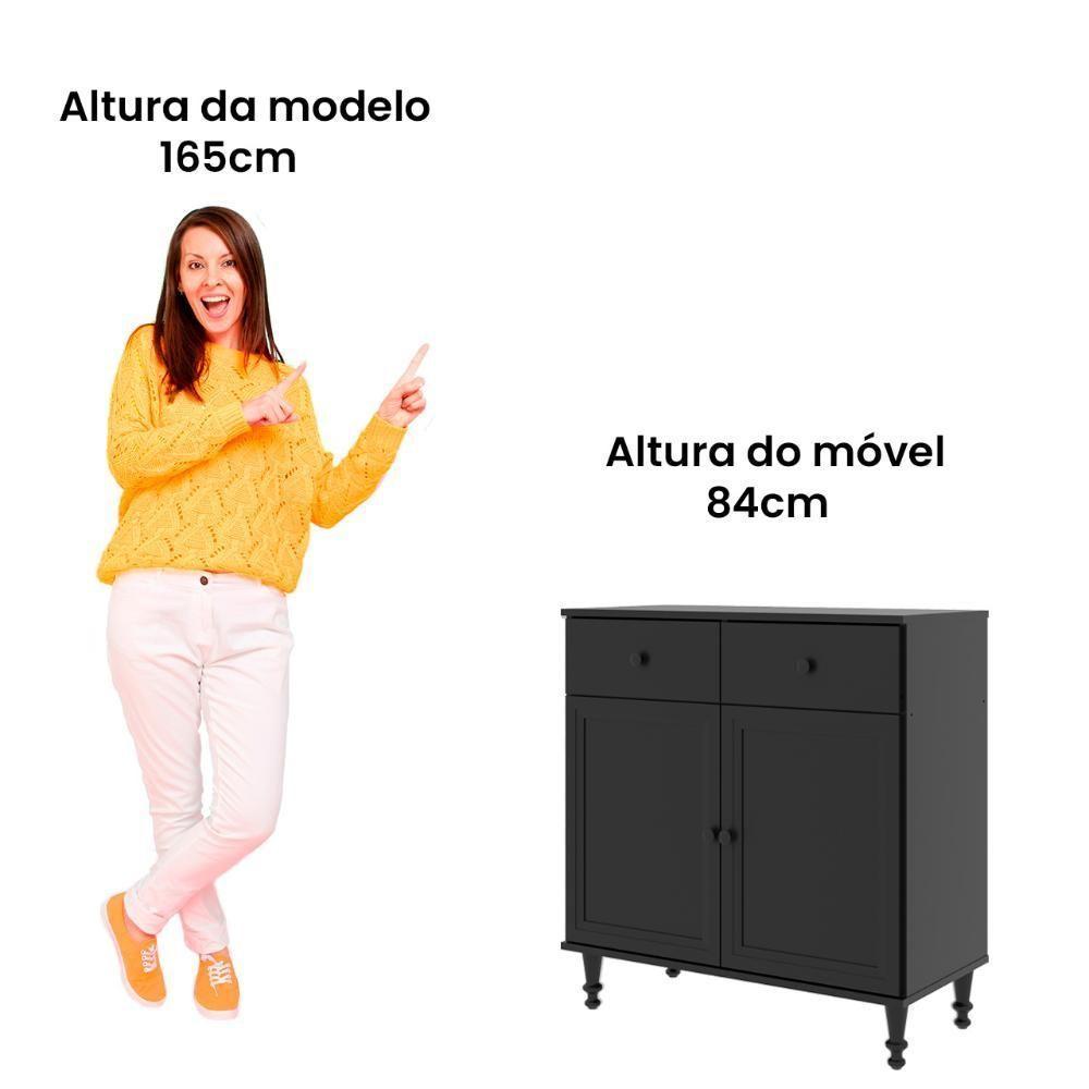 Aparador Buffet Ditália 2 Gavetas 2 Portas 2 Unidades R-629 Preto - 6