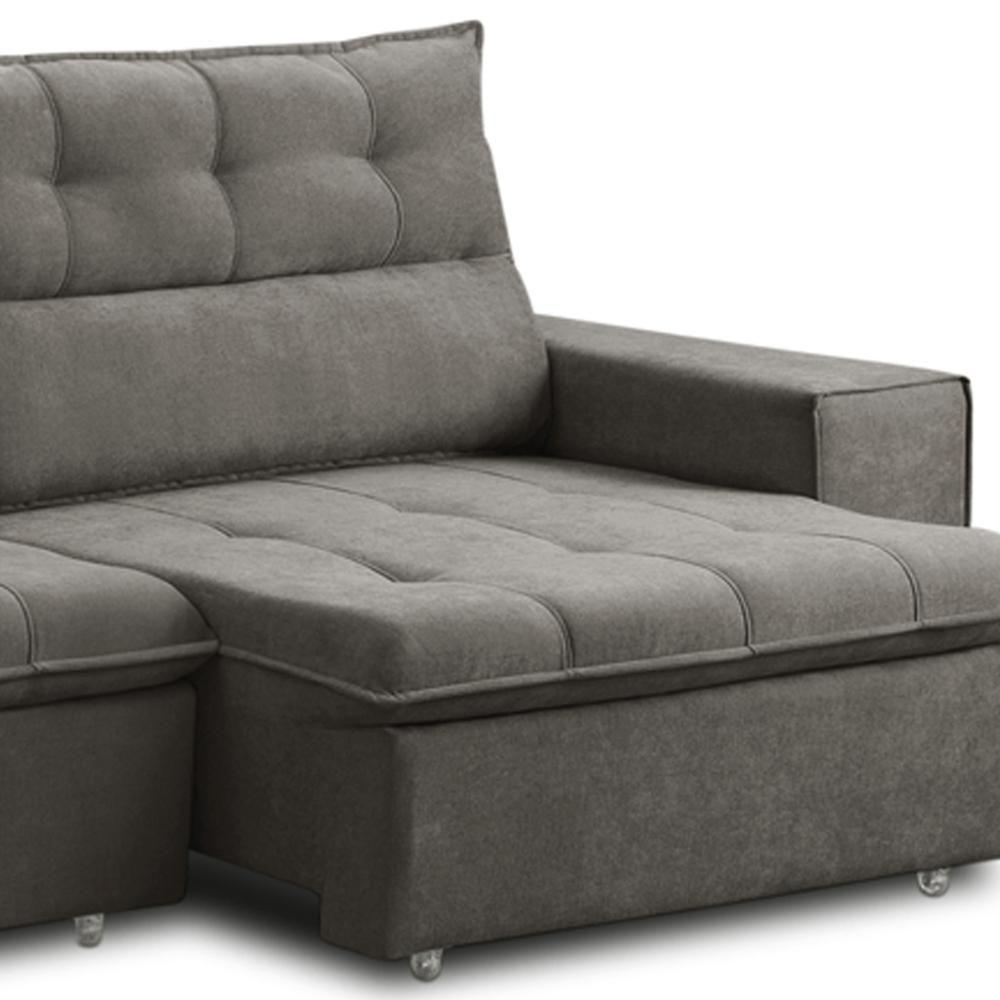 Sofá Retrátil Reclinável Para Sala 3 Lugares 220cm Neruda F04 Veludo Marrom Escuro - Lyam Decor - 6