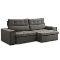 Sofá Retrátil Reclinável Para Sala 3 Lugares 220cm Neruda F04 Veludo Marrom Escuro - Lyam Decor - 1