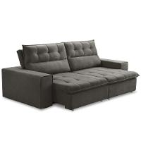 Sofá Retrátil Reclinável Para Sala 3 Lugares 220cm Neruda F04 Veludo Marrom Escuro - Lyam Decor - 5