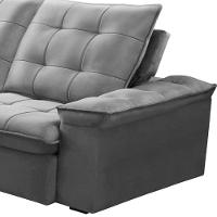 Sofá Retrátil Reclinável Para Sala 3 Lugares 210cm Nijma F04 Veludo Cinza Claro - Lyam Decor - 5