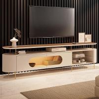 Rack Para Sala De Estar Tv 85 Pol Orgânico Sâmia B01 Off White Castanho - Lyam Decor - 2