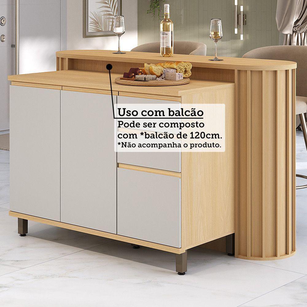 Bancada Cozinha 164cm C/ Tampo P/ Ilha Aura Luciane Móveis Carvalho - 4