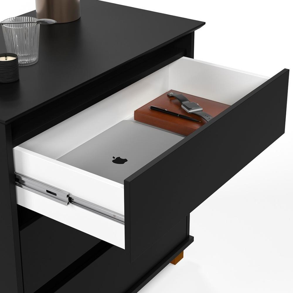 Cômoda Para Quarto 3 Gavetas 68cm Ej Preto - Ej Móveis - 5