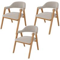 Kit 03 Cadeiras De Jantar E Estar Living Estofada Nadja L02 Bouclê Creme - Lyam Decor - 1