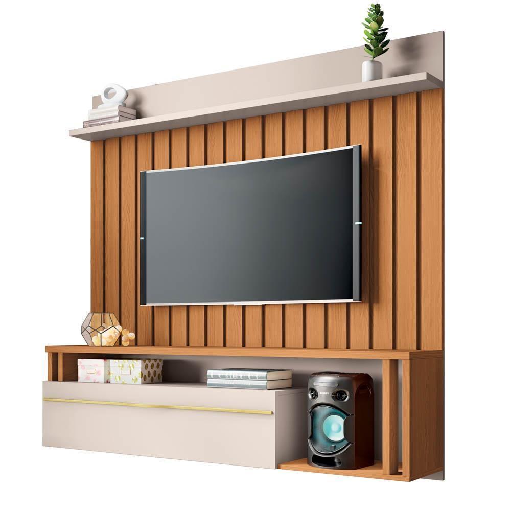 Painel Tv 55 Pol 160cm Bancada Suspensa Self Off/cinamomo - Hb Móveis - 2
