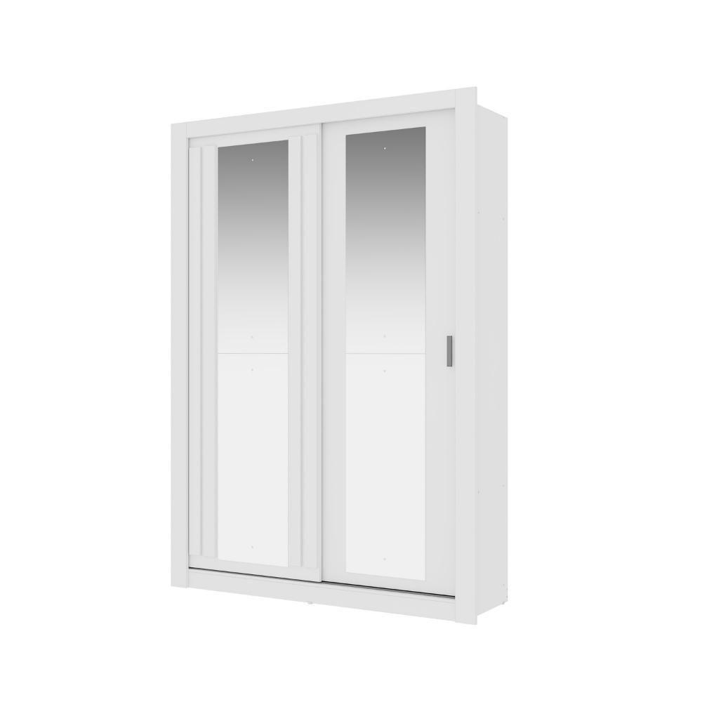 Guarda Roupa Solteiro 2 Portas Darvi Com 2 Espelhos Carraro Branco - 3
