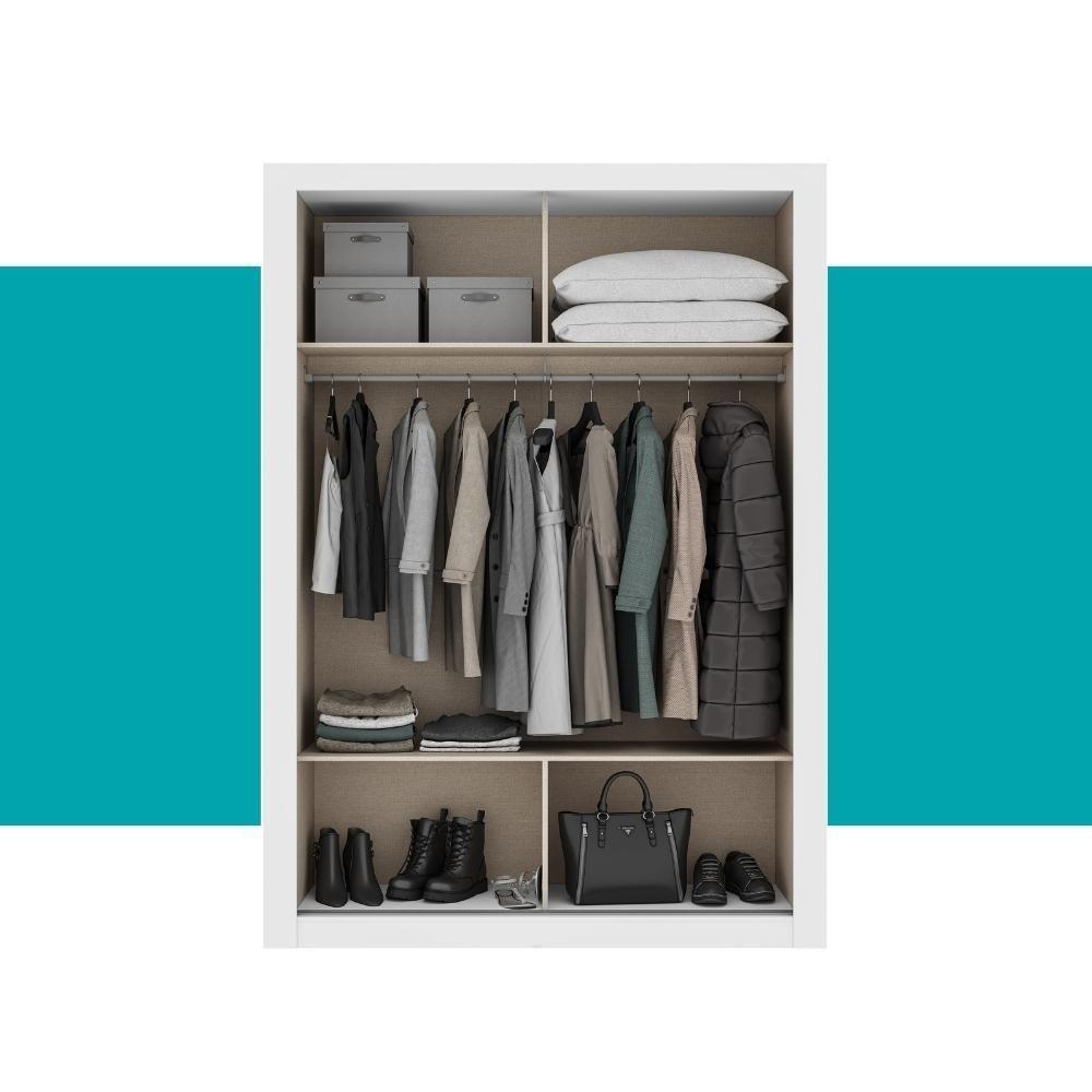 Guarda Roupa Solteiro 2 Portas Darvi Com 2 Espelhos Carraro Branco - 6