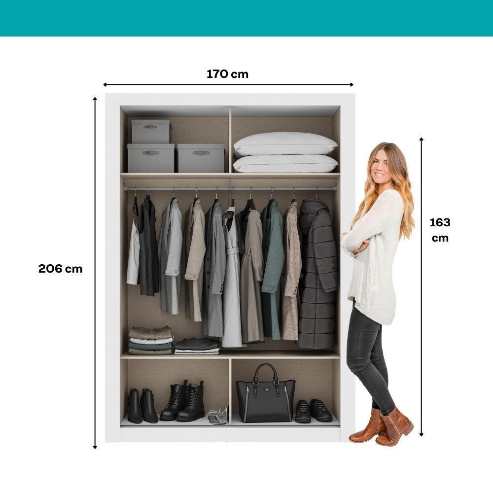 Guarda Roupa Solteiro 2 Portas Darvi Com 2 Espelhos Carraro Branco - 8