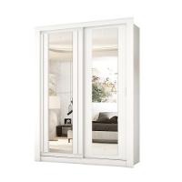 Guarda Roupa Solteiro 2 Portas Darvi Com 2 Espelhos Carraro Branco - 2