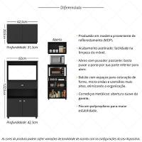 Kit Armário De Cozinha 62,5cm Com Balcão Para Forno/micro-ondas Multimóveis Mp2281 Preto - 3