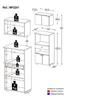 Kit Armário De Cozinha 62,5cm Com Balcão Para Forno/micro-ondas Multimóveis Mp2281 Preto