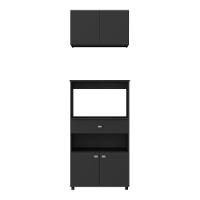 Kit Armário De Cozinha 62,5cm Com Balcão Para Forno/micro-ondas Multimóveis Mp2281 Preto - 6