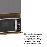 Armário Aéreo Para Micro-ondas 60cm 2 Portas Slim Luciane Mó Freijó/cinza Puro