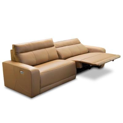 Sofá 4 Lugares Retrátil Reclinável Elétrico 284cm Mazi L06 Couro Caramelo - Lyam Decor