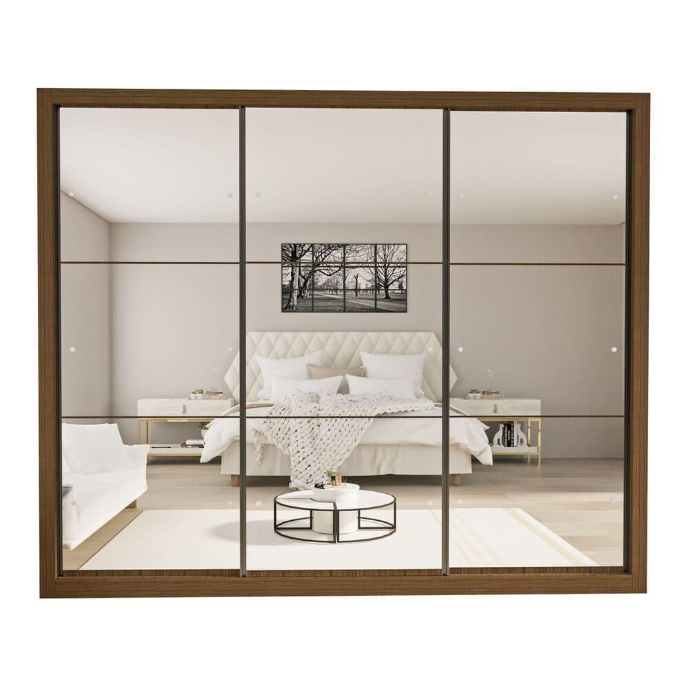 Guarda Roupa 3 Portas De Correr Todo Espelhado 6 Gavetas Ravena Minastex Freijó - 4