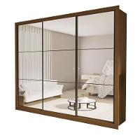 Guarda Roupa 3 Portas De Correr Todo Espelhado 6 Gavetas Ravena Minastex Freijó - 1