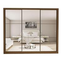 Guarda Roupa 3 Portas De Correr Todo Espelhado 6 Gavetas Ravena Minastex Freijó