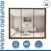 Guarda Roupa 3 Portas De Correr Todo Espelhado 6 Gavetas Ravena Minastex Freijó - 5