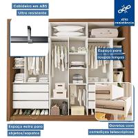 Guarda Roupa 3 Portas De Correr Todo Espelhado 6 Gavetas Ravena Minastex Freijó - 6