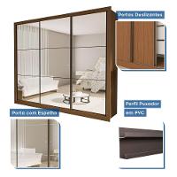 Guarda Roupa 3 Portas De Correr Todo Espelhado 6 Gavetas Ravena Minastex Freijó - 7