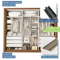 Guarda Roupa 3 Portas De Correr Todo Espelhado 6 Gavetas Ravena Minastex Freijó - 8