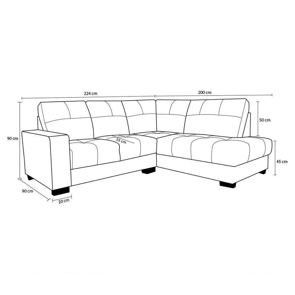 Sofá De Couro Canto Marrocos 2 Lugares Com Chaise Direita Conhaque Com Brilho - Mempra Design - 5