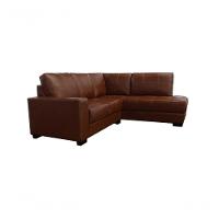 Sofá De Couro Canto Marrocos 2 Lugares Com Chaise Direita Conhaque Com Brilho - Mempra Design - 2