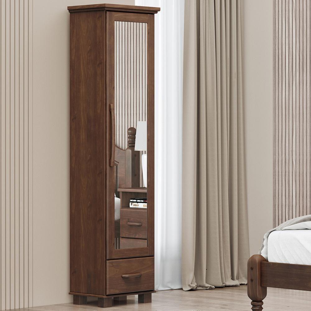 Sapateira Vertical Multiuso Com Espelho 1 Porta 1 Gaveta Zahav F06 Café - Lyam Decor - 2