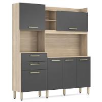 Kit Cozinha Compacta 6 Portas 2 Gavetas Select D02 Avena/grafito - Mpozenato - 1