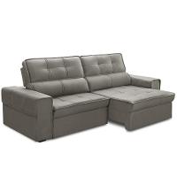 Sofá Retrátil Reclinável Para Sala 3 Lugares 210cm Samir F04 Veludo Marrom Claro - Lyam Decor - 1