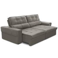 Sofá Retrátil Reclinável Para Sala 3 Lugares 210cm Samir F04 Veludo Marrom Claro - Lyam Decor - 3