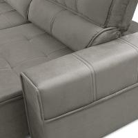 Sofá Retrátil Reclinável Para Sala 3 Lugares 210cm Samir F04 Veludo Marrom Claro - Lyam Decor - 6