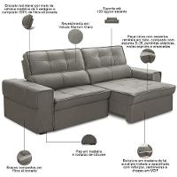 Sofá Retrátil Reclinável Para Sala 3 Lugares 210cm Samir F04 Veludo Marrom Claro - Lyam Decor - 9