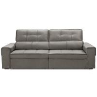 Sofá Retrátil Reclinável Para Sala 3 Lugares 210cm Samir F04 Veludo Marrom Claro - Lyam Decor - 10