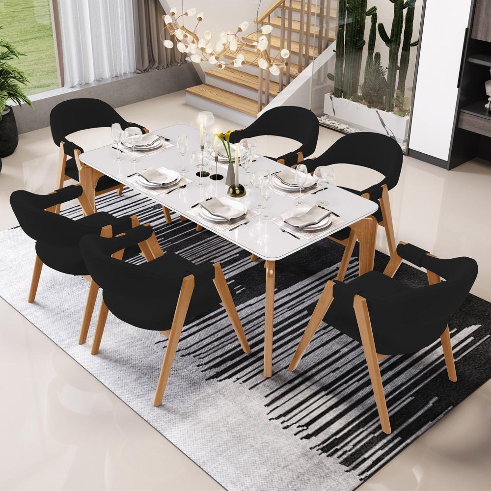 Kit 03 Cadeiras De Jantar E Estar Living Estofada Nadja L02 Suede Preto - Lyam Decor - 2