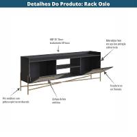 Rack 2 Portas Oslo Artesano 183 Cm (largura) Mdp Nero Palha Sintética Bege Pé Metal Dourado - 5