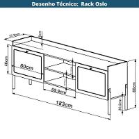 Rack 2 Portas Oslo Artesano 183 Cm (largura) Mdp Nero Palha Sintética Bege Pé Metal Dourado - 7