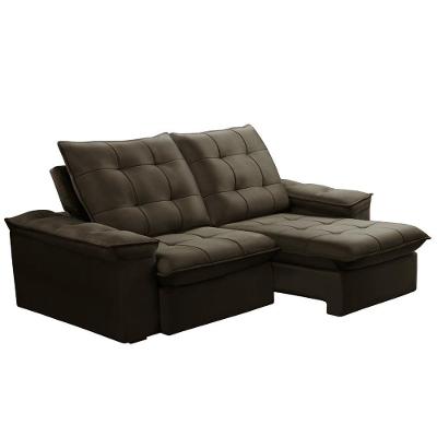 Sofá Retrátil Reclinável Para Sala 3 Lugares 210cm Nijma F04 Veludo Marrom Escuro - Lyam Decor