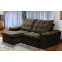 Sofá Retrátil Reclinável Para Sala 3 Lugares 210cm Nijma F04 Veludo Marrom Escuro - Lyam Decor - 2