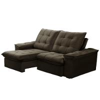 Sofá Retrátil Reclinável Para Sala 3 Lugares 210cm Nijma F04 Veludo Marrom Escuro - Lyam Decor - 5