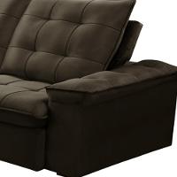 Sofá Retrátil Reclinável Para Sala 3 Lugares 210cm Nijma F04 Veludo Marrom Escuro - Lyam Decor - 6