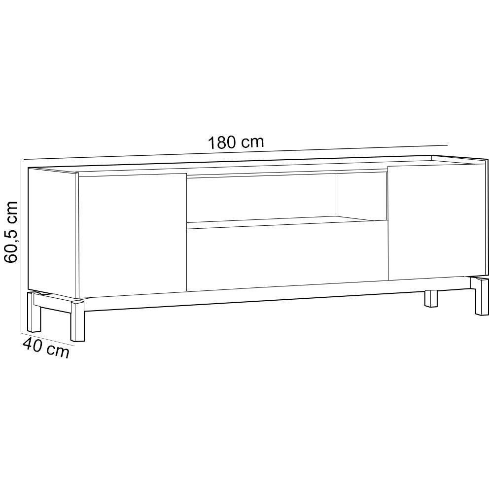 Rack Para Sala De Estar Tv 50 Pol 2 Portas 1 Gaveta Esdras F06 Oak Ferrolack - Lyam Decor - 5