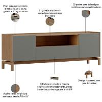 Rack Para Sala De Estar Tv 50 Pol 2 Portas 1 Gaveta Esdras F06 Oak Ferrolack - Lyam Decor