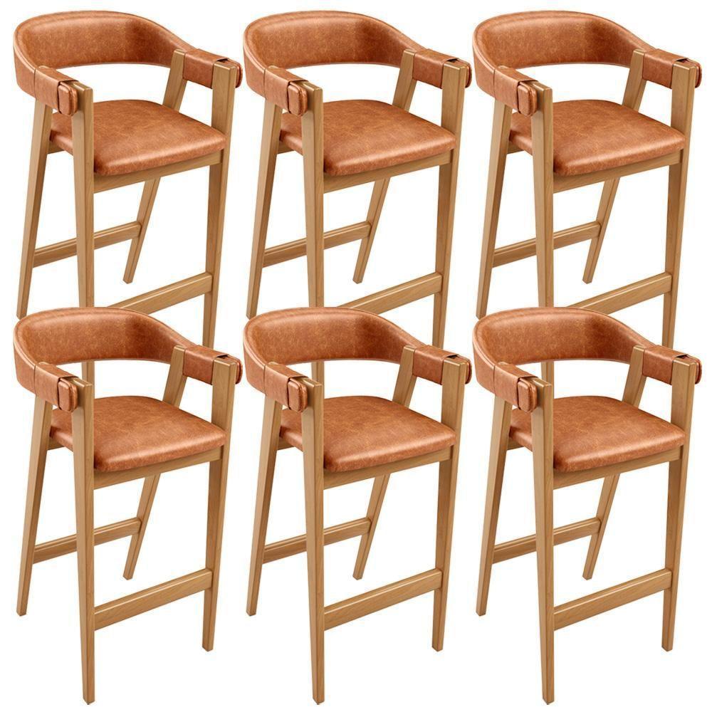 Kit 06 Banquetas Alta Bar Cozinha Sala De Jantar Bar Nadja L02 Couríssimo Camel - Lyam Decor - 1