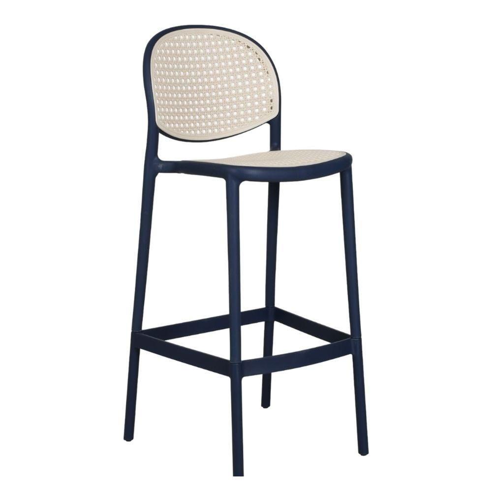 Kit 2 Banquetas Positano Fratini 108 Cm (altura) Polipropileno Azul Tramas Nude Simulando Rattan - 2