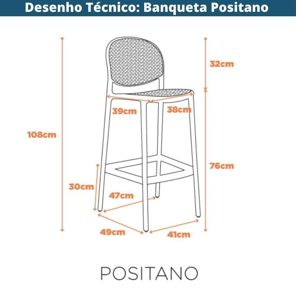 Kit 2 Banquetas Positano Fratini 108 Cm (altura) Polipropileno Azul Tramas Nude Simulando Rattan - 9
